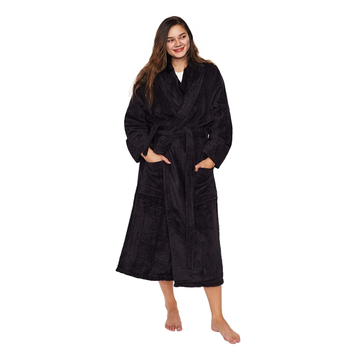 Morgenkåbe - Str. S/M - 100% bomuld - Badekåbe - Sort - Nordstrand Home