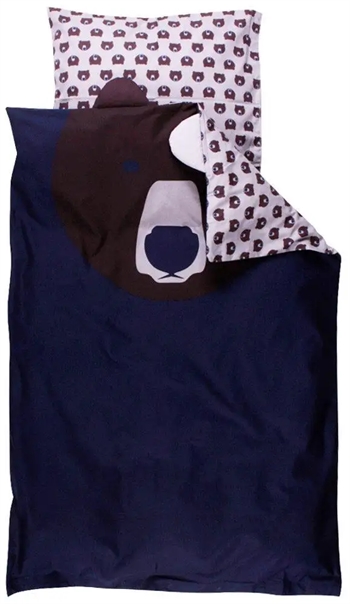 Baby sengetøj 70x100 cm - Bjørn blå - 100% Økologisk bomuld - Freds World