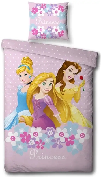 2: Prinsesse junior sengetøj 100x140 cm - Disney prinsesser sengesæt  - 2 i 1 design - 100% bomuld