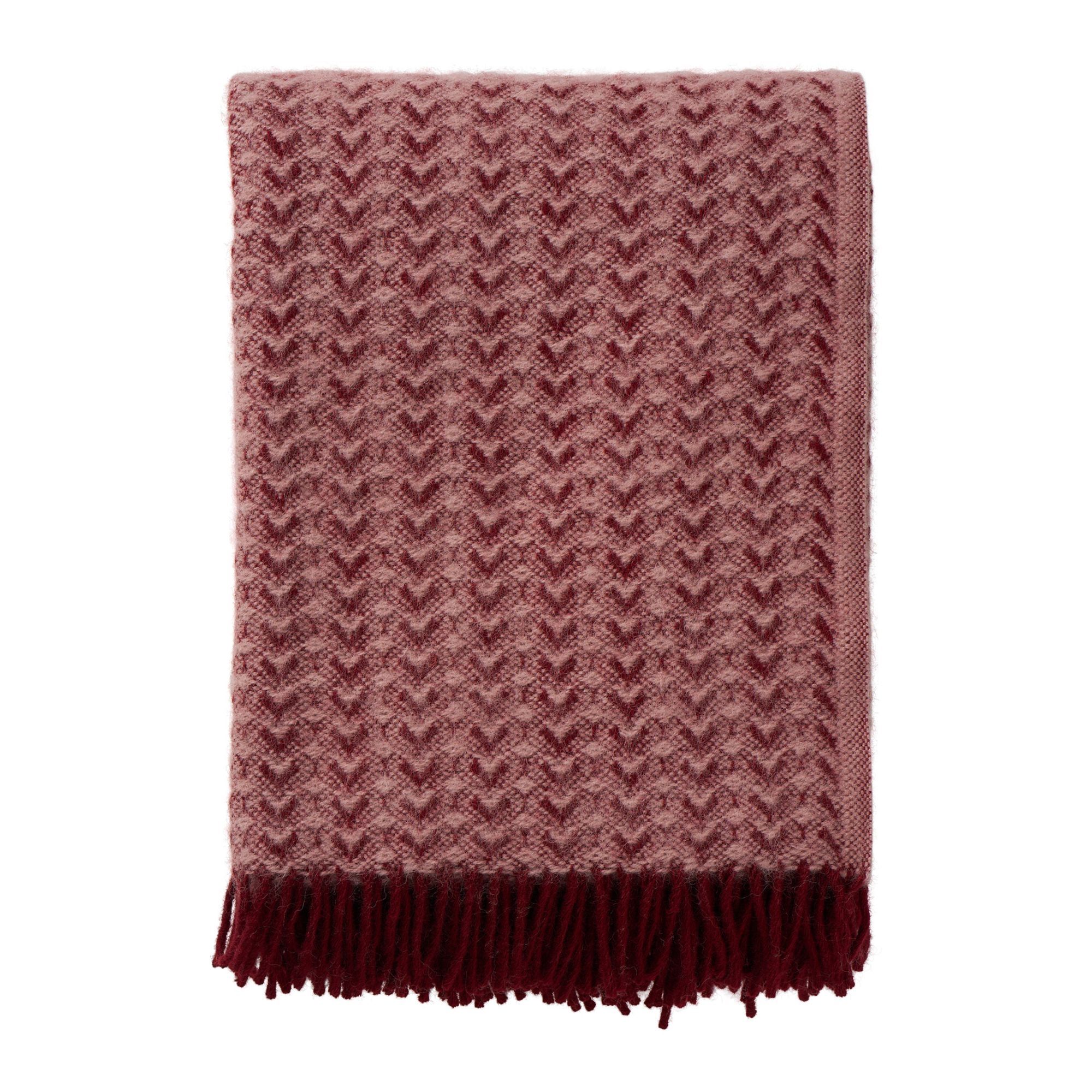 Uldplaid - 130x200 cm - 100% Lammeuld - Ilse Bordeaux Pink