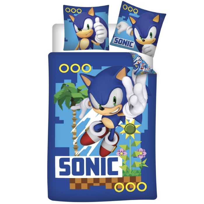 Sonic sengetøj 140x200 cm - Vendbart sengesæt med Sonic The Hedgehog - 100% blødt bomulds sengelinned Sonic sengetøj 140x200 cm - Vendbart sengesæt med Sonic The Hedgehog - 100% blødt bomulds sengelinned