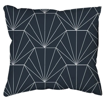 Pudebetræk 50x70 cm - Hexagon - mørkeblå - 2 i 1 design - 100% Bomuldssatin