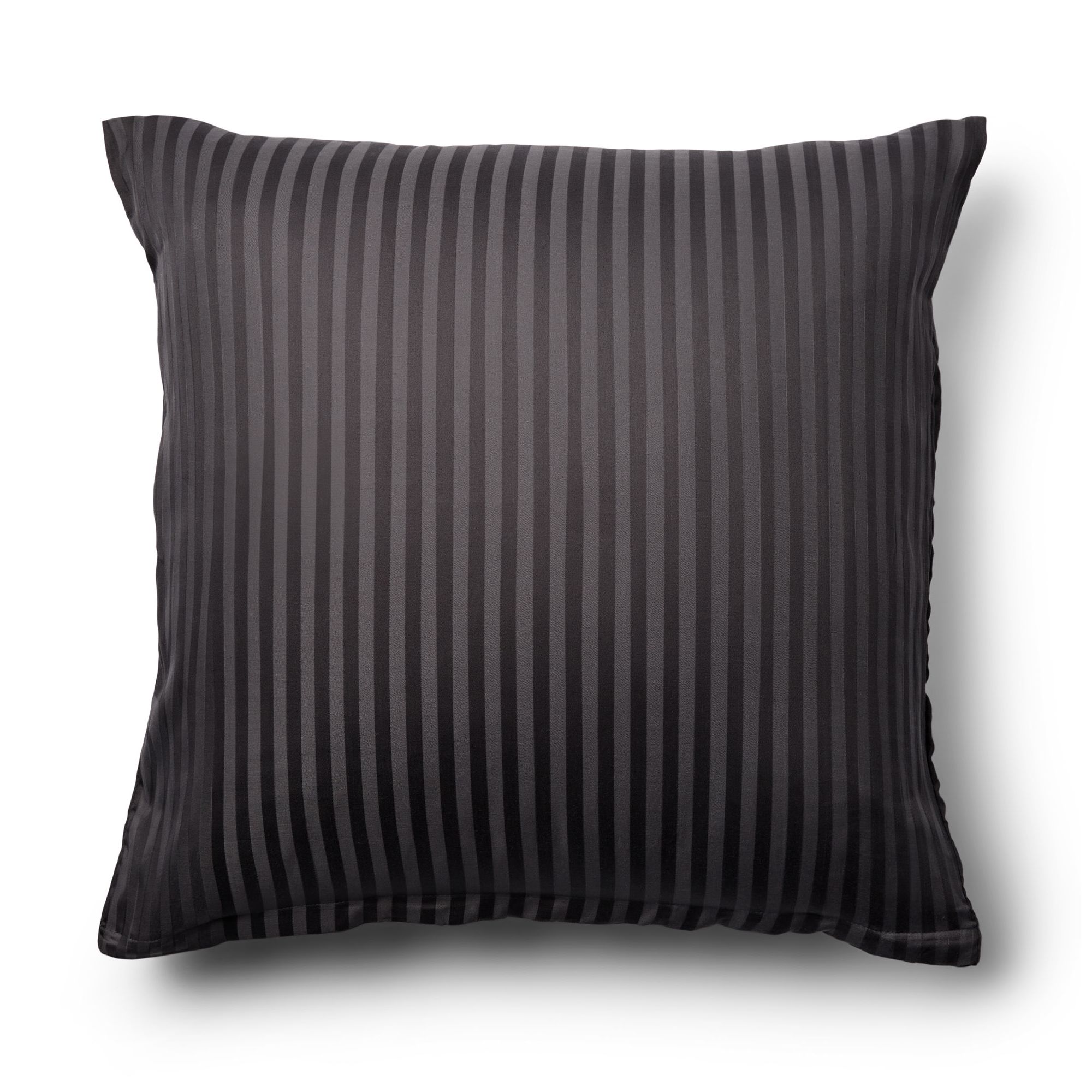 Pudebetræk 60x63 cm - 100% bomuldssatin - Klassisk mørkegrå striber
