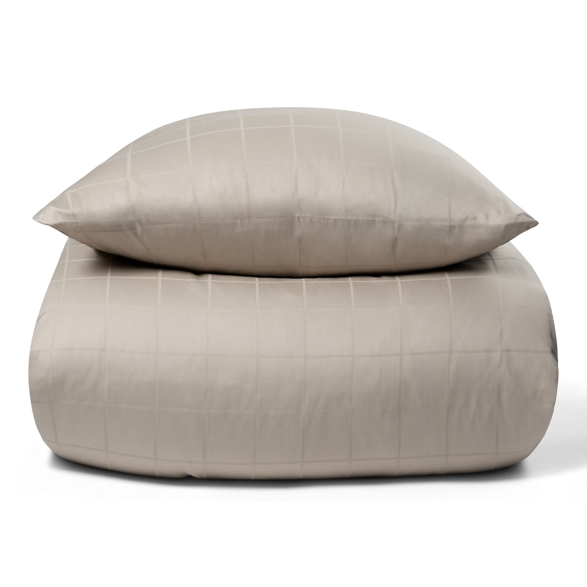 Sengetøj - Blødt, jacquardvævet bomuldssatin - Check sand - By Night sengesæt