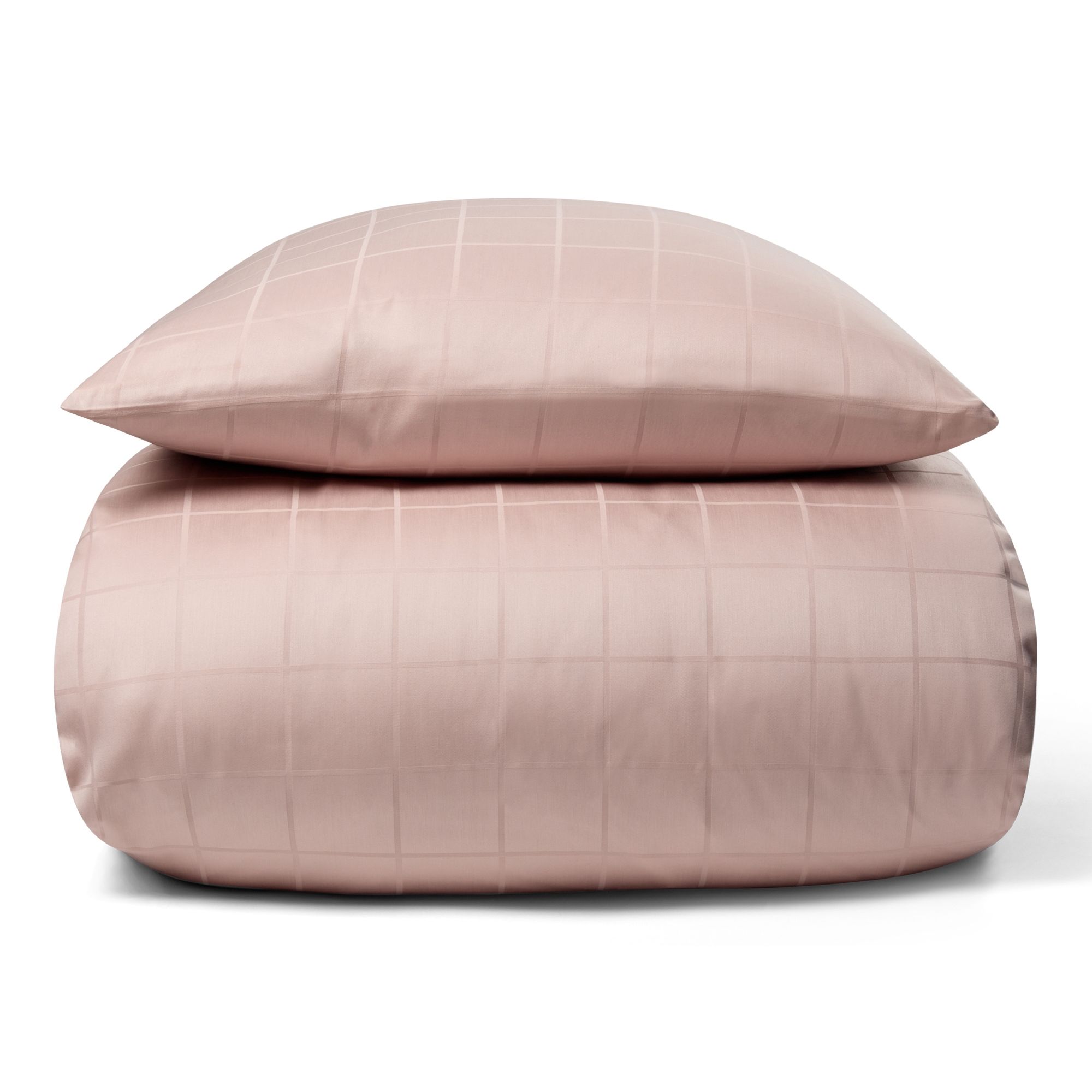 Sengetøj 150x210 cm - Bomuldssatin - Check rosa