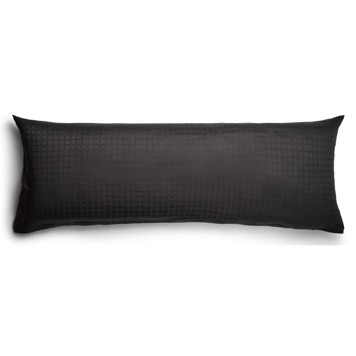 Luksus pudebetræk - 50x150 cm - 100% Bomuldssatin - Daisy mørkegrå - By Night jacquard vævet stort pude betræk