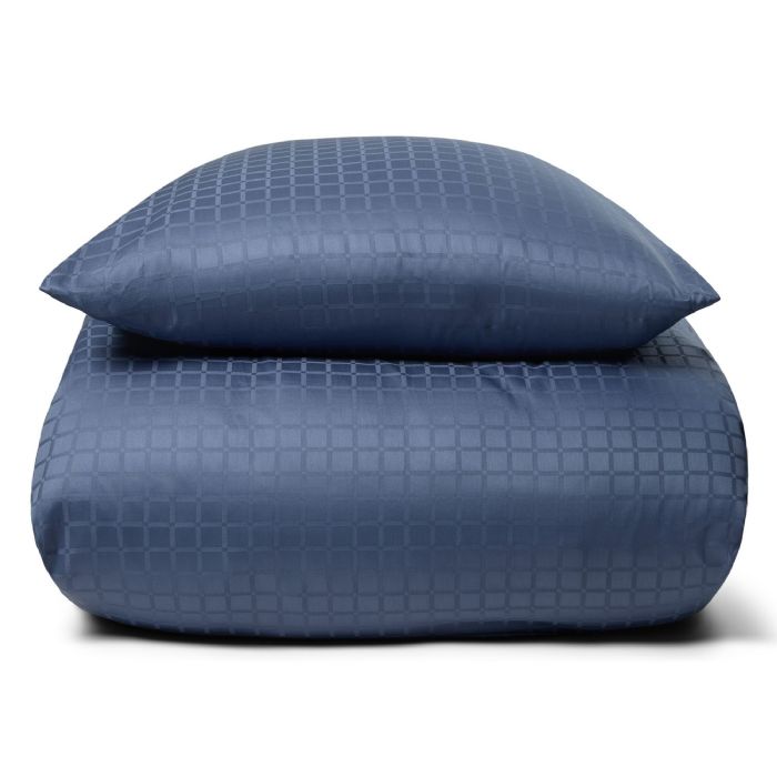 Luksus sengetøj - 100% Bomuldssatin sengelinned - Daisy blå - By Night jacquard vævet sengesæt