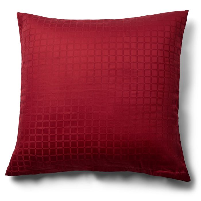 Luksus pudebetræk - 60x63 cm - 100% Bomuldssatin - Daisy rød - By Night - jacquard vævet