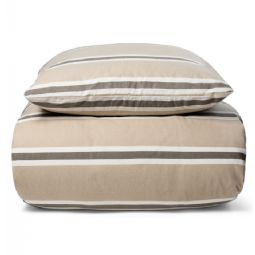 Flonel sengetøj - Stripe beige - 100% bomulds flonel - Nordstrand Home sengesæt