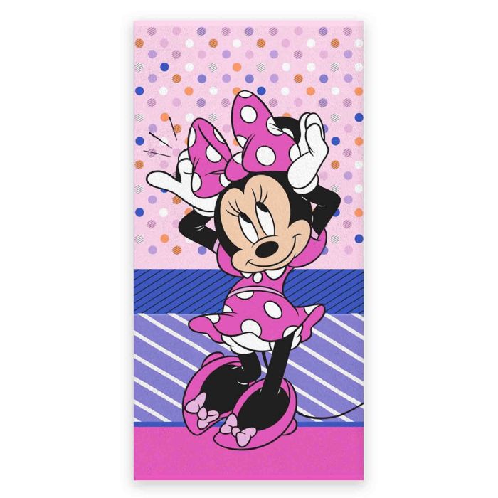 Minnie Mouse håndklæde - 70x140 cm - 100% bomuld - Blødt badehåndklæde med Minnie Mouse