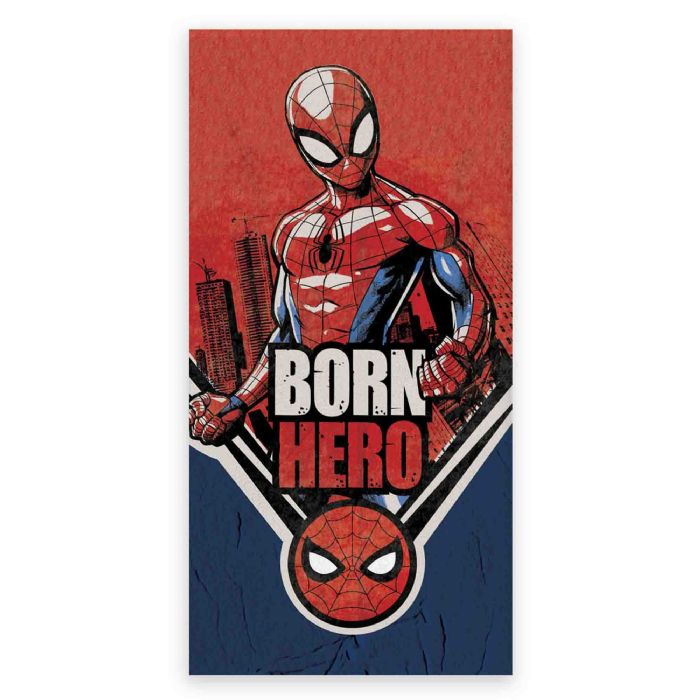 Spiderman håndklæde - 70x140 cm - 100% bomuld - Born Hero - Blødt badehåndklæde med Spiderman