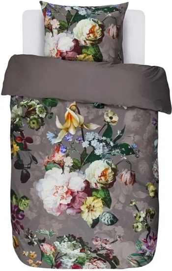 Blomstret sengetøj - 140x200 cm - Fleur Taupe - Sengesæt i 100% Bomuldssatin - Essenza sengetøj