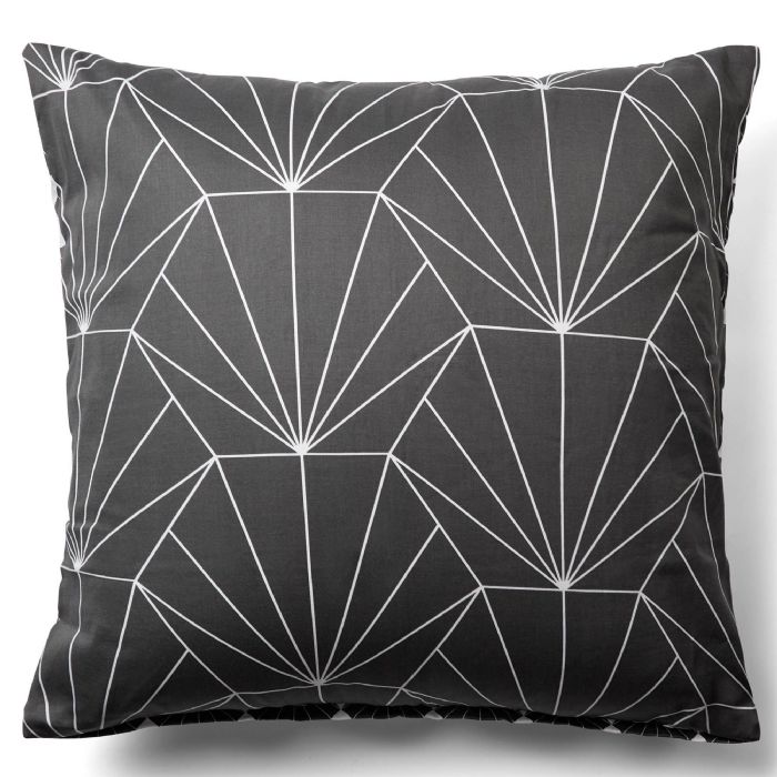 Pudebetræk 60x63 cm - Hexagon grå - 100% Bomuldssatin