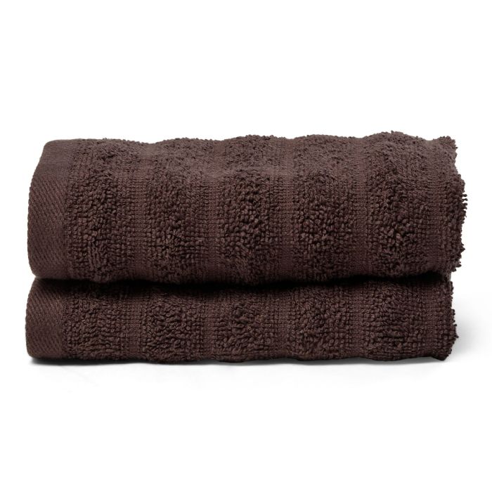 Gæstehåndklæder 2 stk. i 100% kæmmet bomuld - Bløde brune håndklæder 30x50 cm fra Borg Living