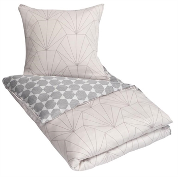 Billede af Dobbelt sengetøj 200x200 cm - Hexagon - Grå - 2 i 1 design - 100% Bomuldssatin
