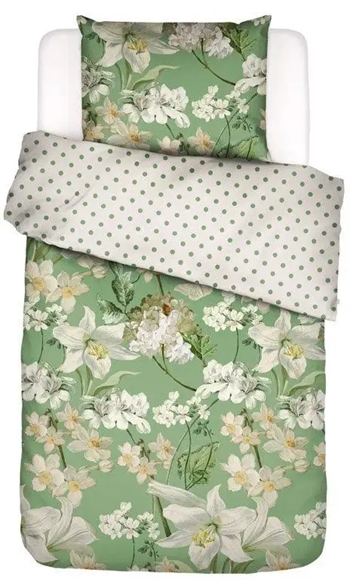 5: Blomstret sengetøj - 140x220 cm - Rosalee Basil - Vendbar dynebetræk - 100% Bomuldssatin - Essenza sengetøj