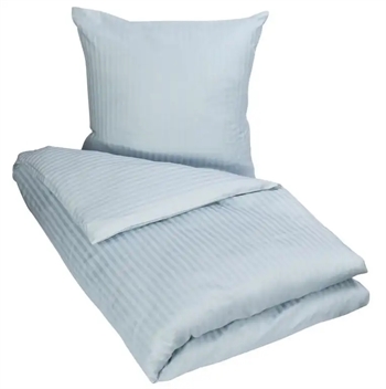 #2 - Lyseblåt sengetøj 140x200 cm - Stribet sengetøj - 100% Bomuldssatin - Borg Living sengesæt