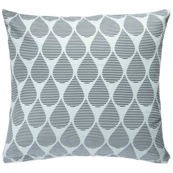 Billede af Pudebetræk 60x63 cm - Dråber - petrol og sort - 100% Bomuldssatin