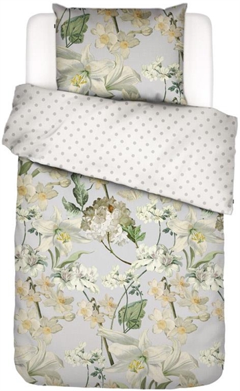 Essenza sengetøj - 140x200 cm - Rosalee grey - Vendbar sengesæt - 100% bomuldssatin - Blomstret sengetøj