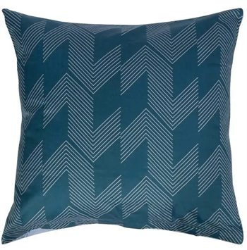 Pudebetræk 50x70 cm - Sharp Lines Petrol - Lyseblå - 2 i 1 design - 100% Bomuldssatin