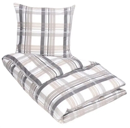 Kingsize sengetøj 240x220 cm - Check Grey - Grå - 100% bomuldsflonel - Excellent By Borg