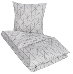 Kingsize sengetøj  240x220 cm - Graphic - Grey  - 100% Bomuld