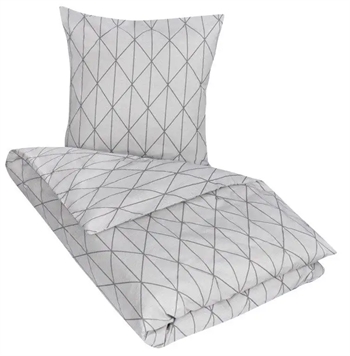 Sengetøj 240x220 cm - Graphic grå - King size sengesæt - 100% Bomuld - Borg Living dobbelt dynebetræk