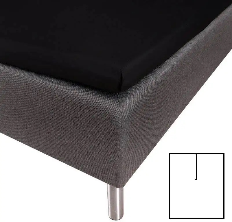 Splitlagen 180x200 cm - U-Lagen - Sort - 100% Bomuldssatin - Til elevationsseng