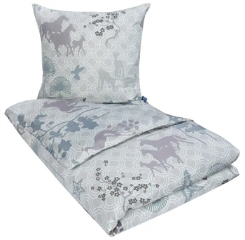 Billede af Sengetøj 200x220 cm - Happy Horses Smoke - Sengesæt i 100% Bomuldssatin - Susanne Schjerning sengetøj