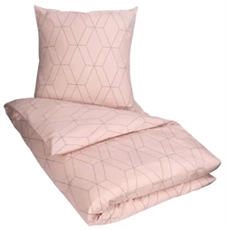 Kingsize sengetøj 240x220 cm - Geometric - Rose - 100% Bomuld
