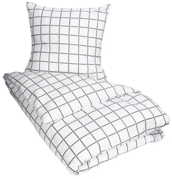 Ternet sengetøj 240x220 cm - Check Gray - Gråt sengetøj - King size - Sengesæt i 100% Bomuld