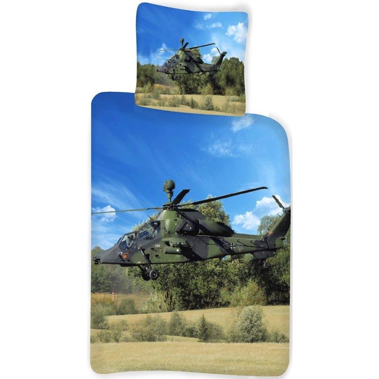 Helikopter sengetøj - 100% bomuld - Børnesengetøj 140x200 cm - Militær helikopter billede