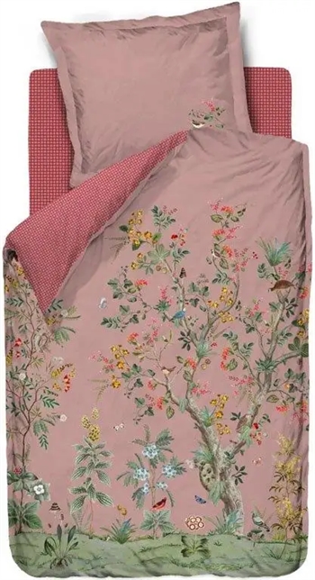 Se Sengetøj 140x220 cm - Wild and tree pink - Dynebetræk med 2 i 1 design - 100% bomulds sengesæt - Pip Studio hos Dynezonen.dk