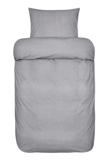 Stribet sengetøj - 140x200 cm - Loke antracit grå - Sengesæt i 100% Ekstra fin bomuld - Høie sengetøj