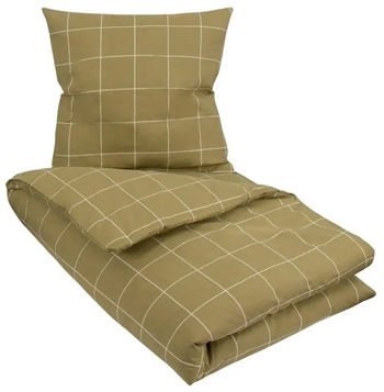 Dobbeltdyne sengetøj 200x200 cm - Check Olive - Sengesæt i 100% Bomuld - Borg Living dobbeltdyne betræk