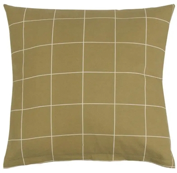 Pudebetræk 60x63 cm - Check Olive - Grøn - 100% Bormuld