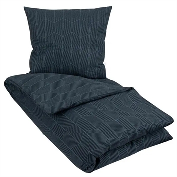 Sengetøj dobbeltdyne 200x200 cm - Geometric blåt sengetøj - 100% Bomuld - Borg Living dobbeltdyne betræk