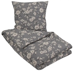 Kingsize sengetøj 240x220 cm - Grey Leaves -  Grå - Bæk og bølge 