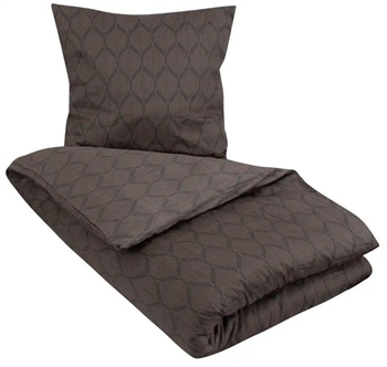 Billede af Dobbeltdyne sengetøj 200x220 cm - Leaves Grey - Gråt sengetøj - 100% Økologisk Bomuldssatin - By Night sengesæt