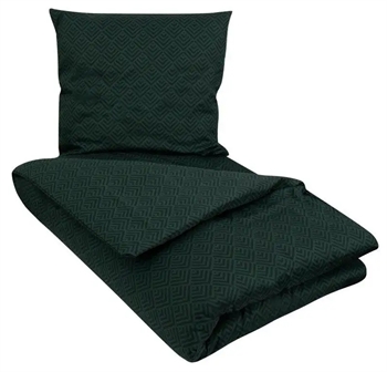 Billede af Økologisk sengetøj - 140x200 cm - Square Green - Sengelinned i 100% Økologisk Bomuldssatin - By Night sengesæt