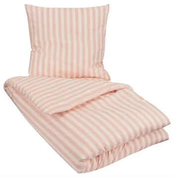 Stribet sengetøj - 140x200 cm - Stripes Rose - Sengesæt i 100% Bomuld - Borg Living sengelinned