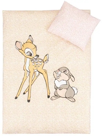 Billede af Baby sengetøj 70x100 cm - Bambi og Stampe - 2 i 1 design - 100% bomuld