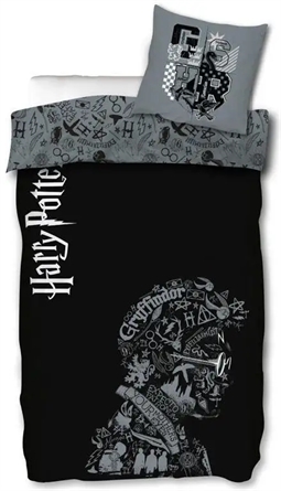 Harry Potter Sengetøj 140x200 cm - Silhuet - Selvlysende sengetøj - 2 i 1 design - 100% bomuld