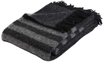 Uldplaid - 100% Ny norsk uld - Retro sort - 130x200 cm - Arctic