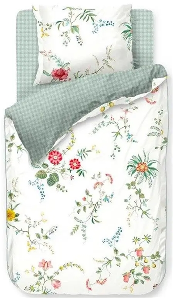Se Pip studio sengetøj - 140x200 cm - Fleur Grandeur white - Blomstret sengetøj - Dobbeltsidet sengesæt - 100% bomuld hos Dynezonen.dk