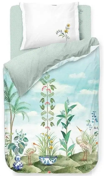 Billede af Blomstret sengetøj - 140x200 cm - Jolie white - Sengesæt med 2 i 1 design - 100% bomuld - Pip Studio sengetøj