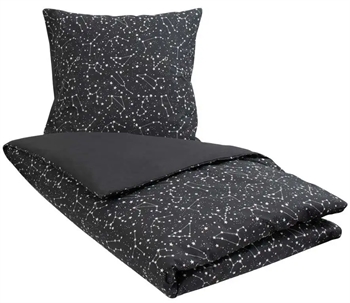 5: Sengetøj 140x200 cm - Zodiac Black - Stjernebillede - Dynebetræk i 100% Bomuld - Borg Living sengesæt