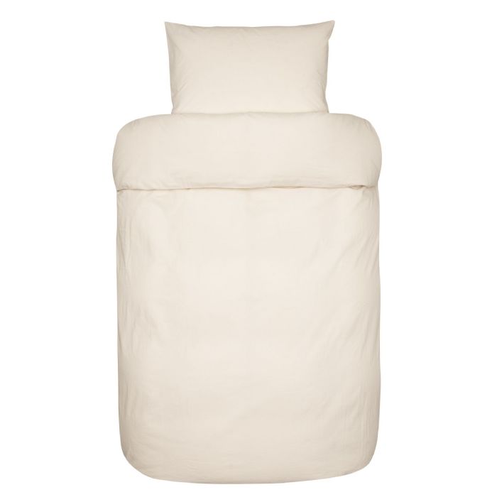 Vævet krepp sengetøj 140x220 cm - Beige sengesæt i 100% blød bomuld - Bæk og bølge sengelinned - Ara - Høie Of Scandinavia 