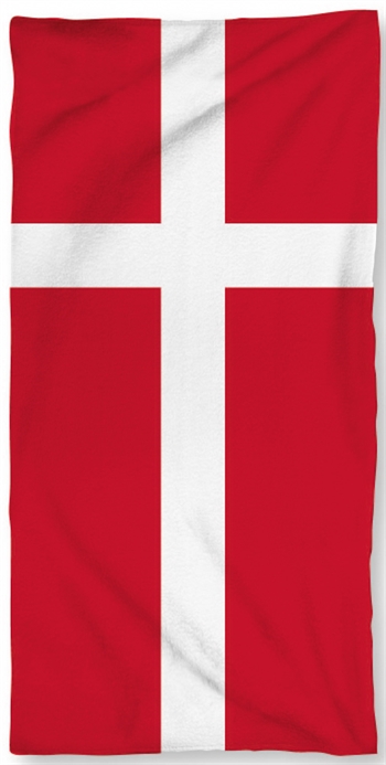 Badehåndklæde - Dannebrog flag - 70x140 cm - 100% Bomuld håndklæde