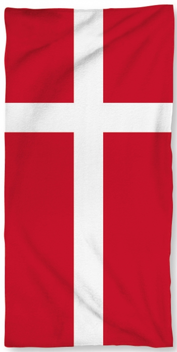 Billede af Badehåndklæde - Dannebrog flag - 70x140 cm - 100% Bomuld håndklæde